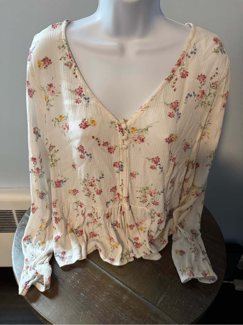 Floral V-Neck Peplum Blouse